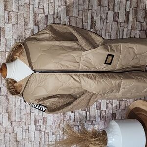 Unimoda New Style Tan Hooded Quilted Jacket